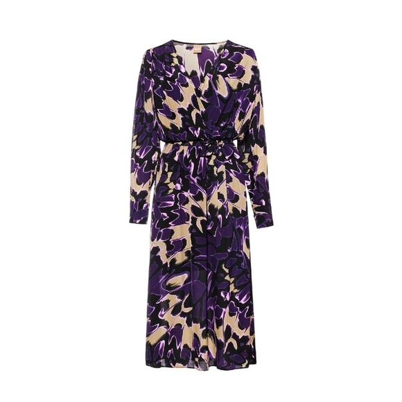 Boss Floral Tied-Waist Demaia Wrap Midi Dress Long Sleeve V Neck Size 4 NWOT - Picture 3 of 12